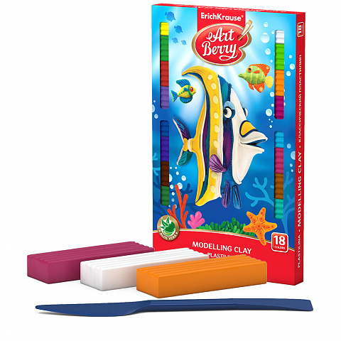 פלסטלינה  עם אלווירה 18 צבעים עם כלים ARTBERRY